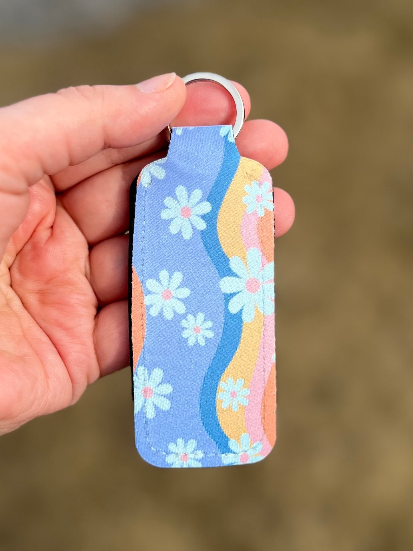 Retro Daisies Chapstick Keychain
