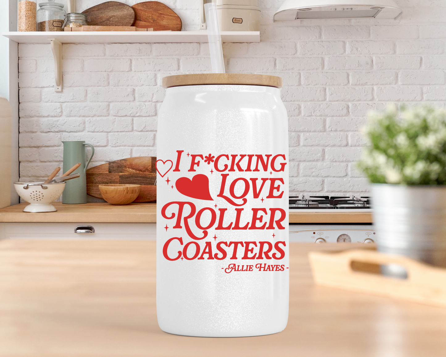Roller Coasters Beer Can Glass