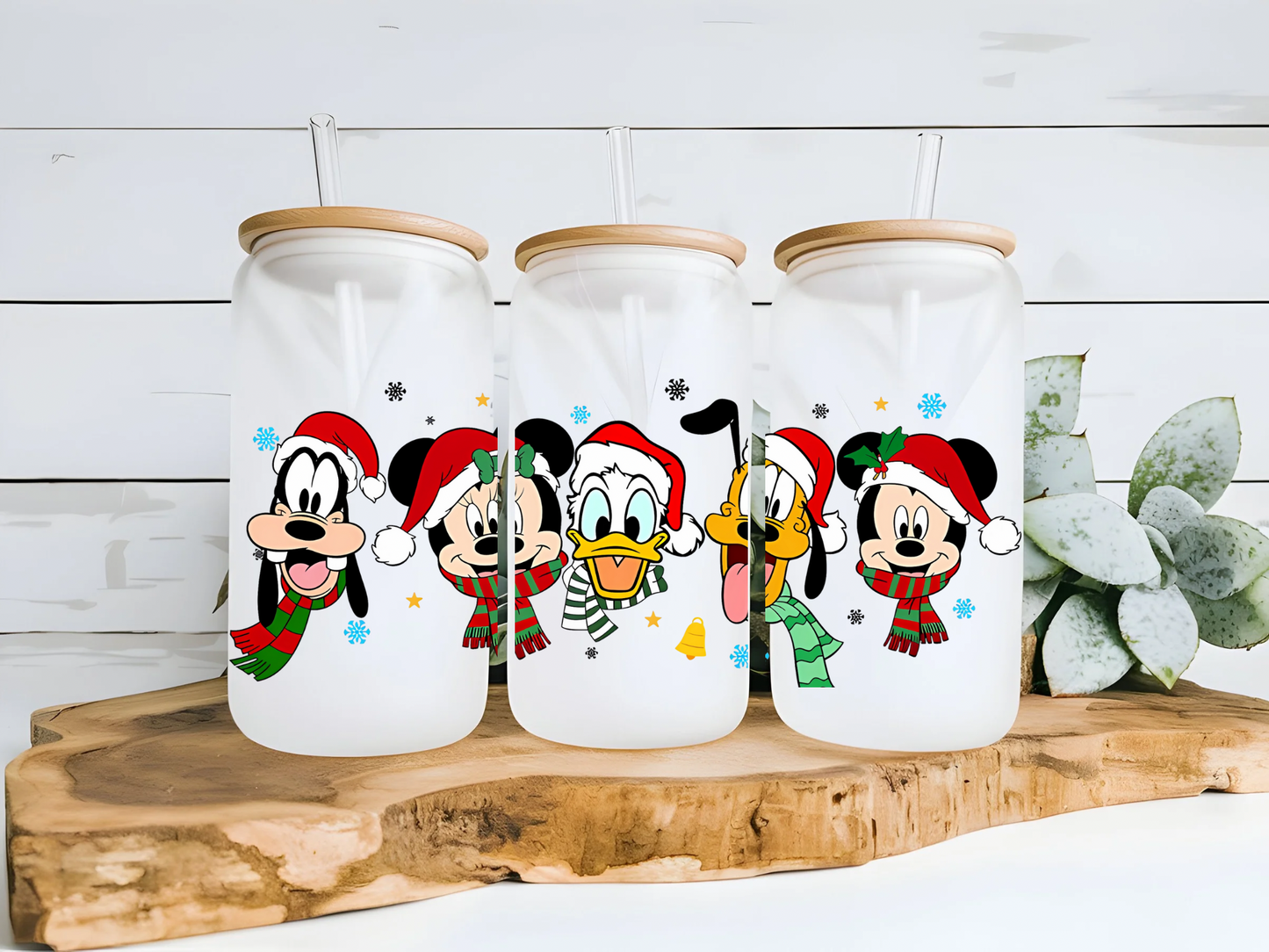 Mouse And Friends Christmas Beer Can Glass