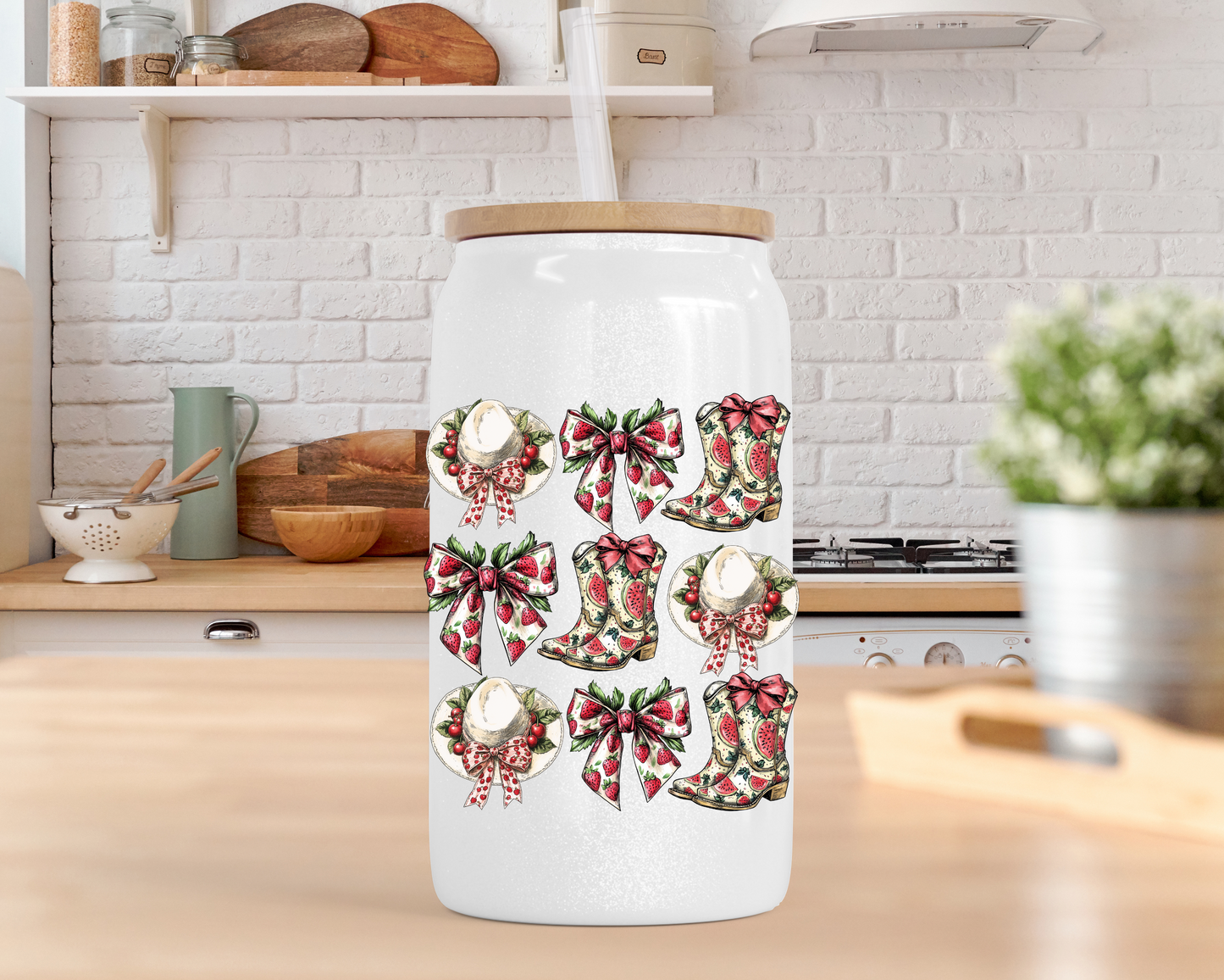 Cowgirl Summer Beer Can Glass