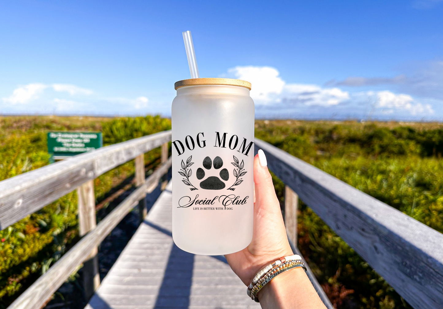 Dog Mom Beer Can Glass