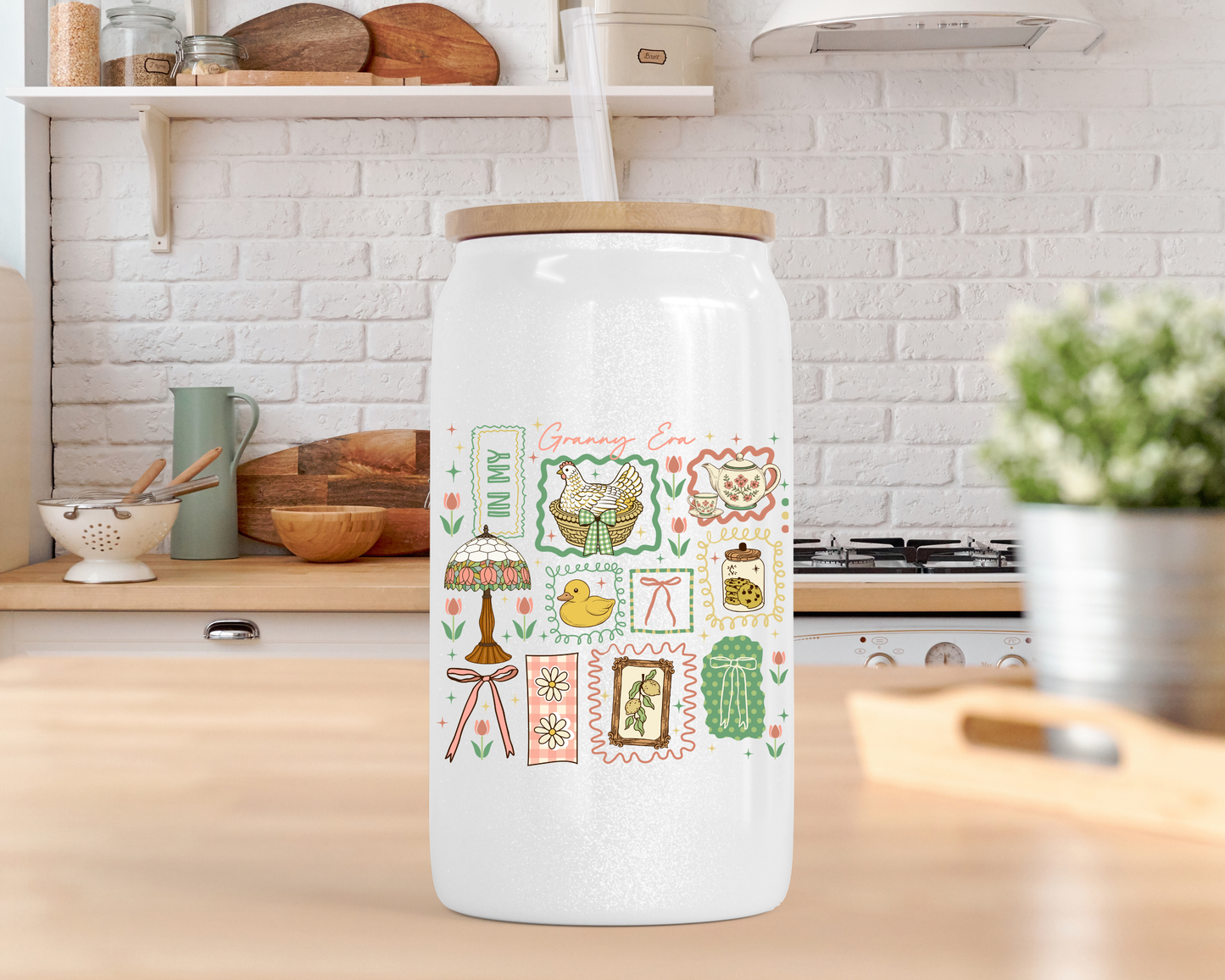 Granny Era Beer Can Glass
