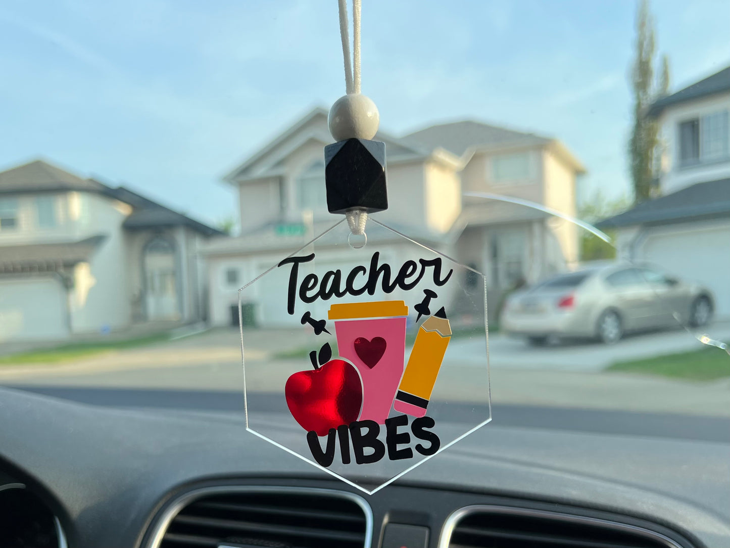 Teacher Vibes Car Charm