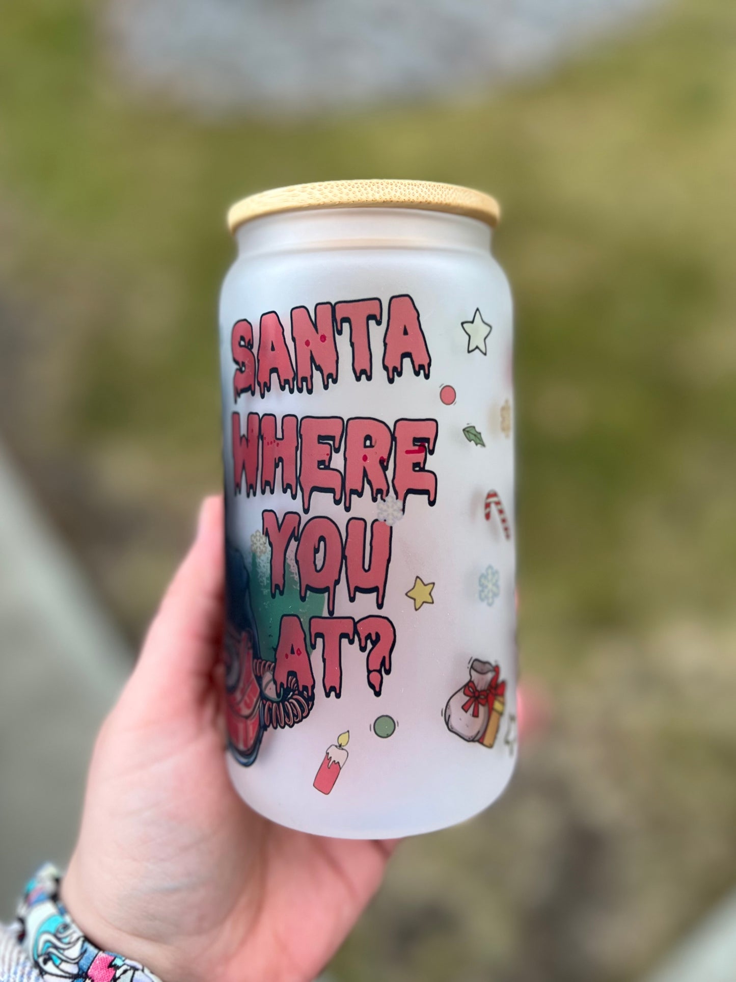 Santa Where You At Beer Can Glass