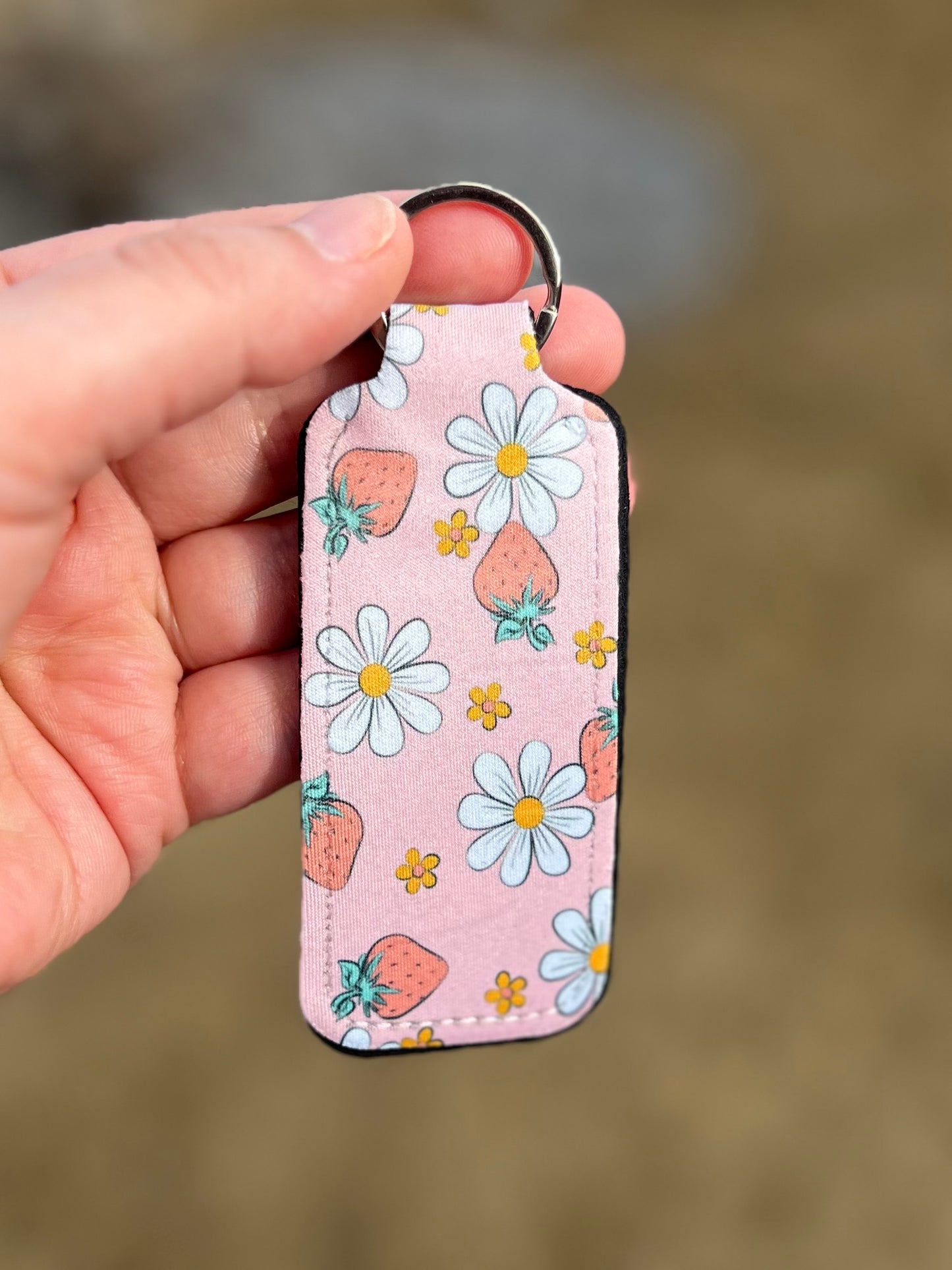 Strawberries Chapstick Keychain