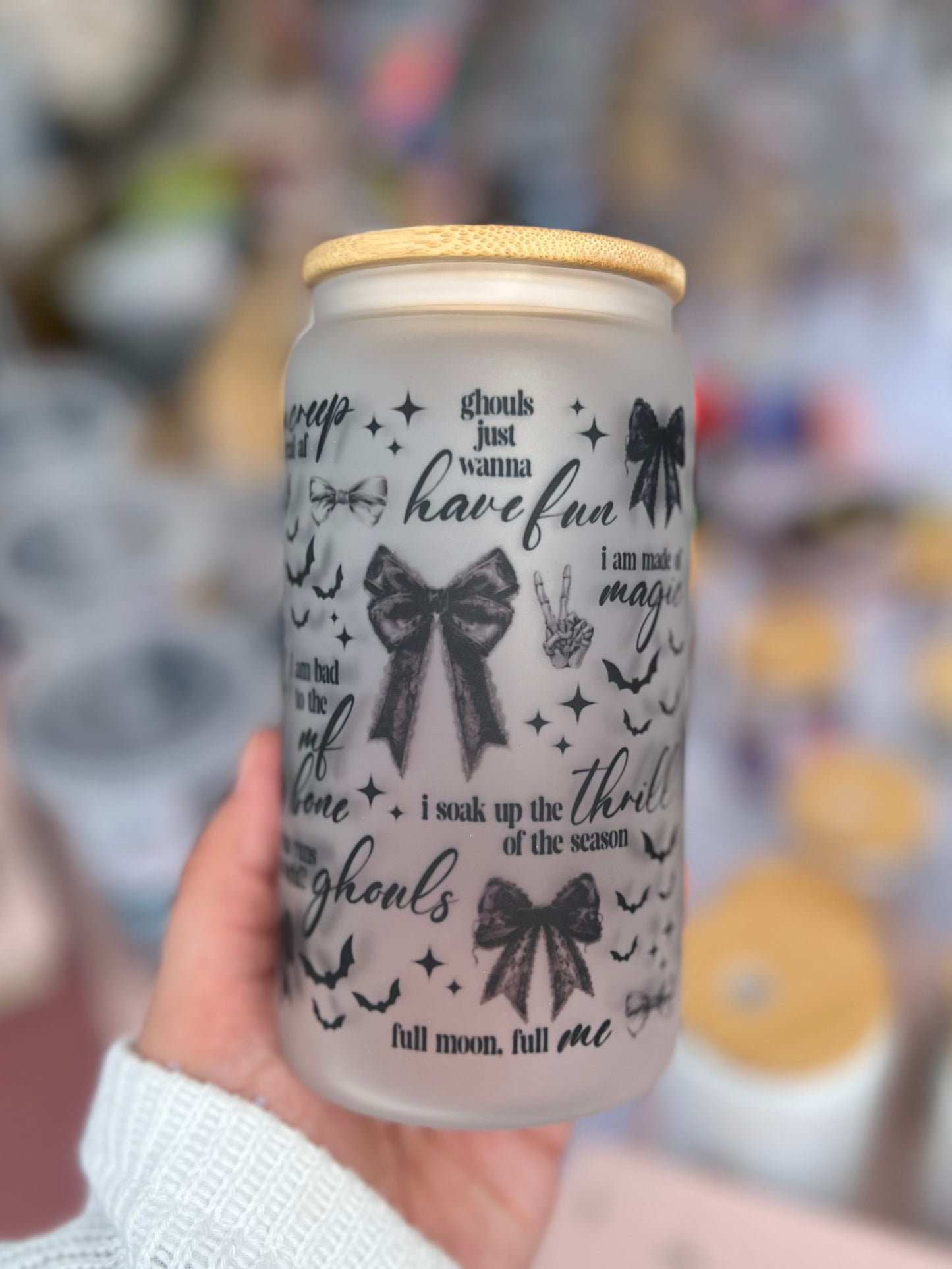 I’m Just A Girl Skull Beer Can Glass