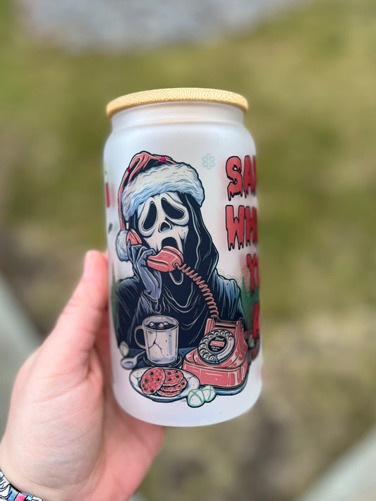 Santa Where You At Beer Can Glass