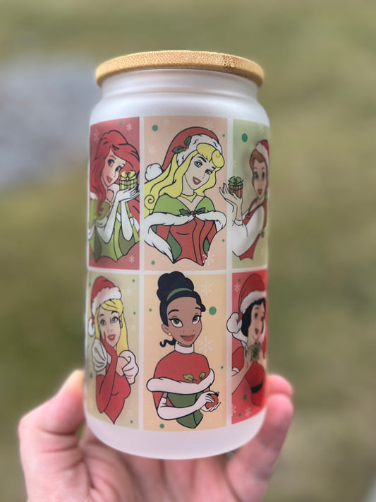 Christmas Princess Beer Can Glass