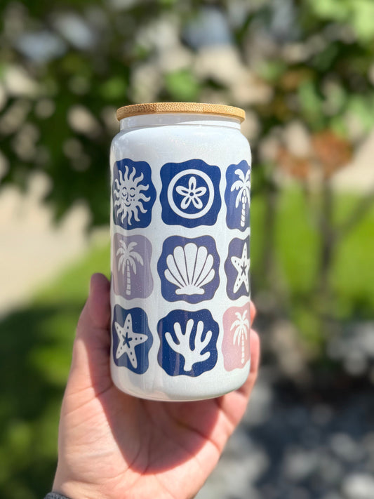 Coastal Vibes Beer Can Glass