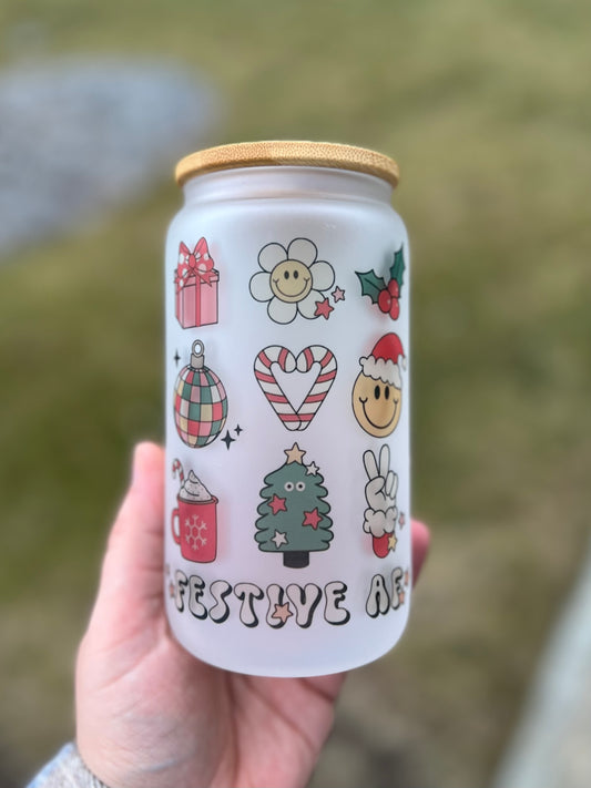 Festive AF Beer Can Glass