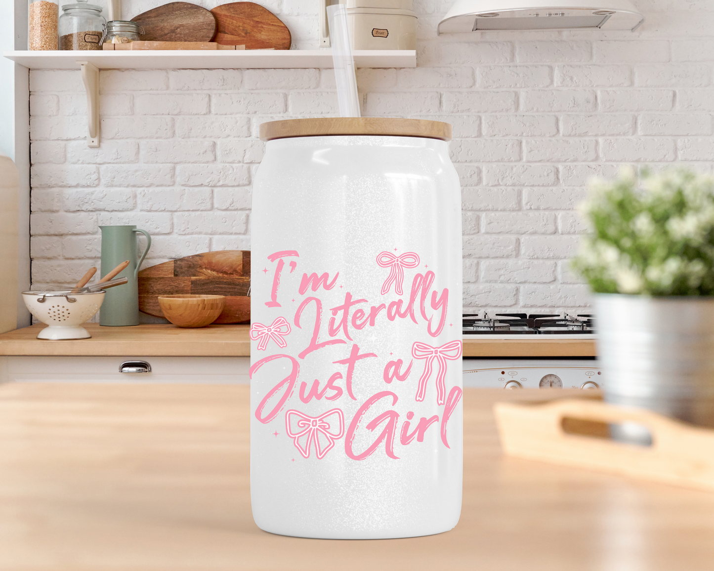 Just A Girl Beer Can Glass