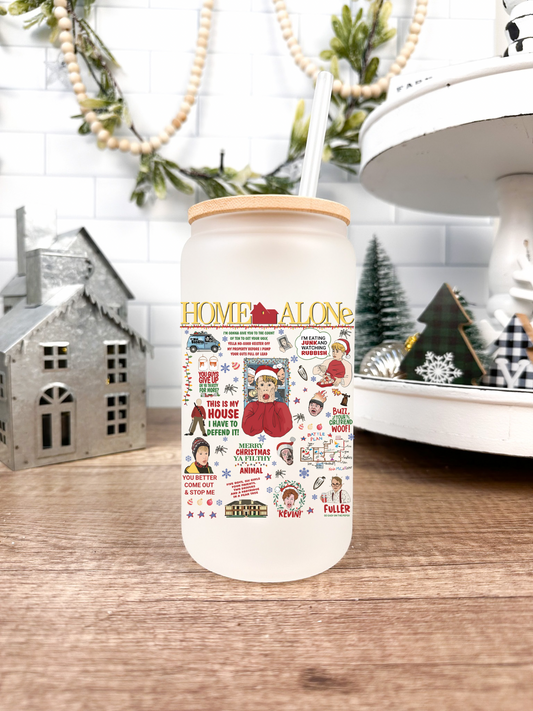 Home Alone Beer Can Glass