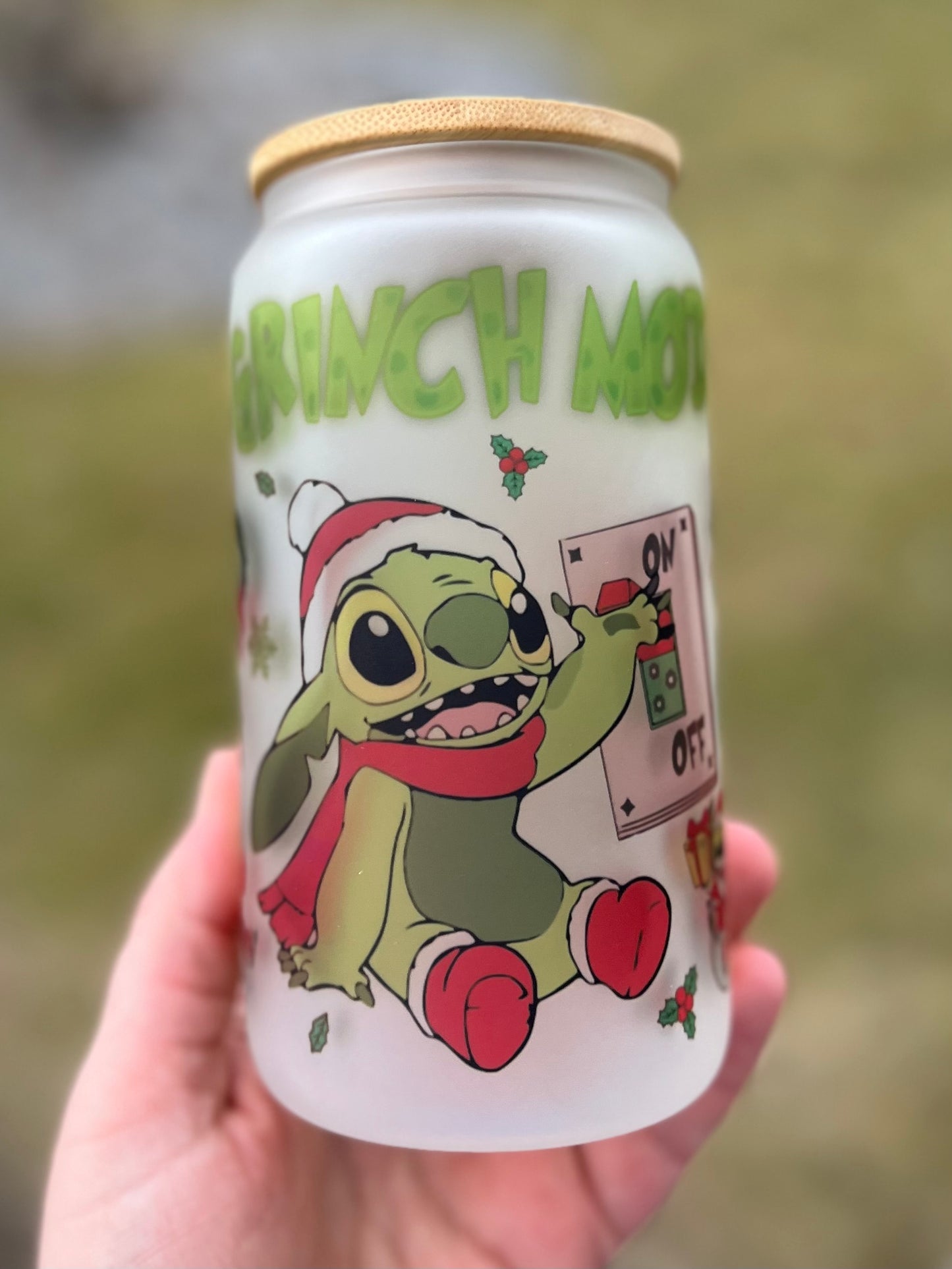Stitch Grinch Beer Can Glass