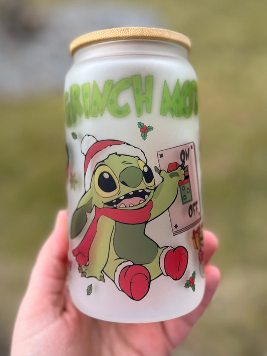 Stitch Grinch Beer Can Glass