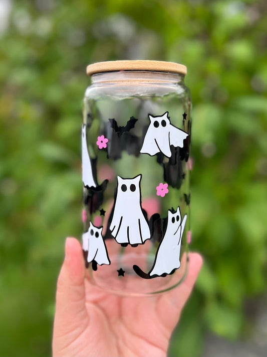 Ghost Cats Beer Can Glass