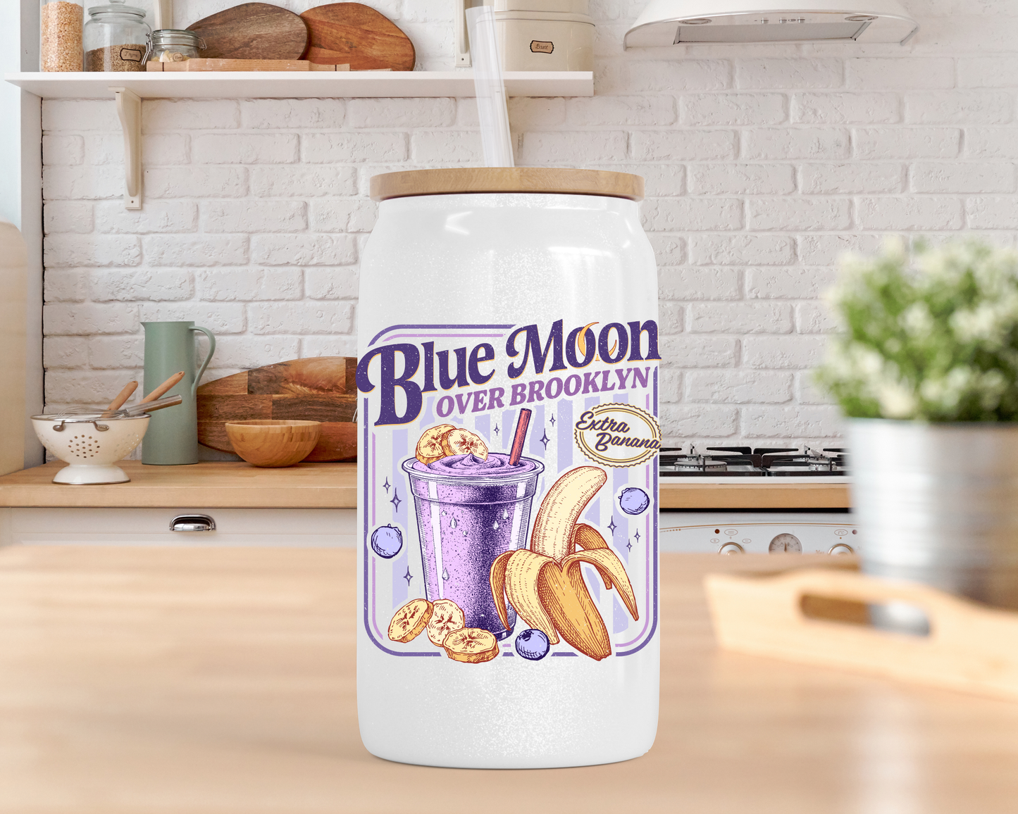 Blue Moon Beer Can Glass