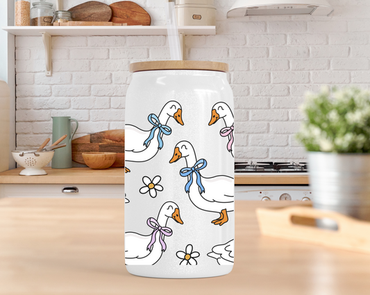 Spring Ducks Beer Can Glass