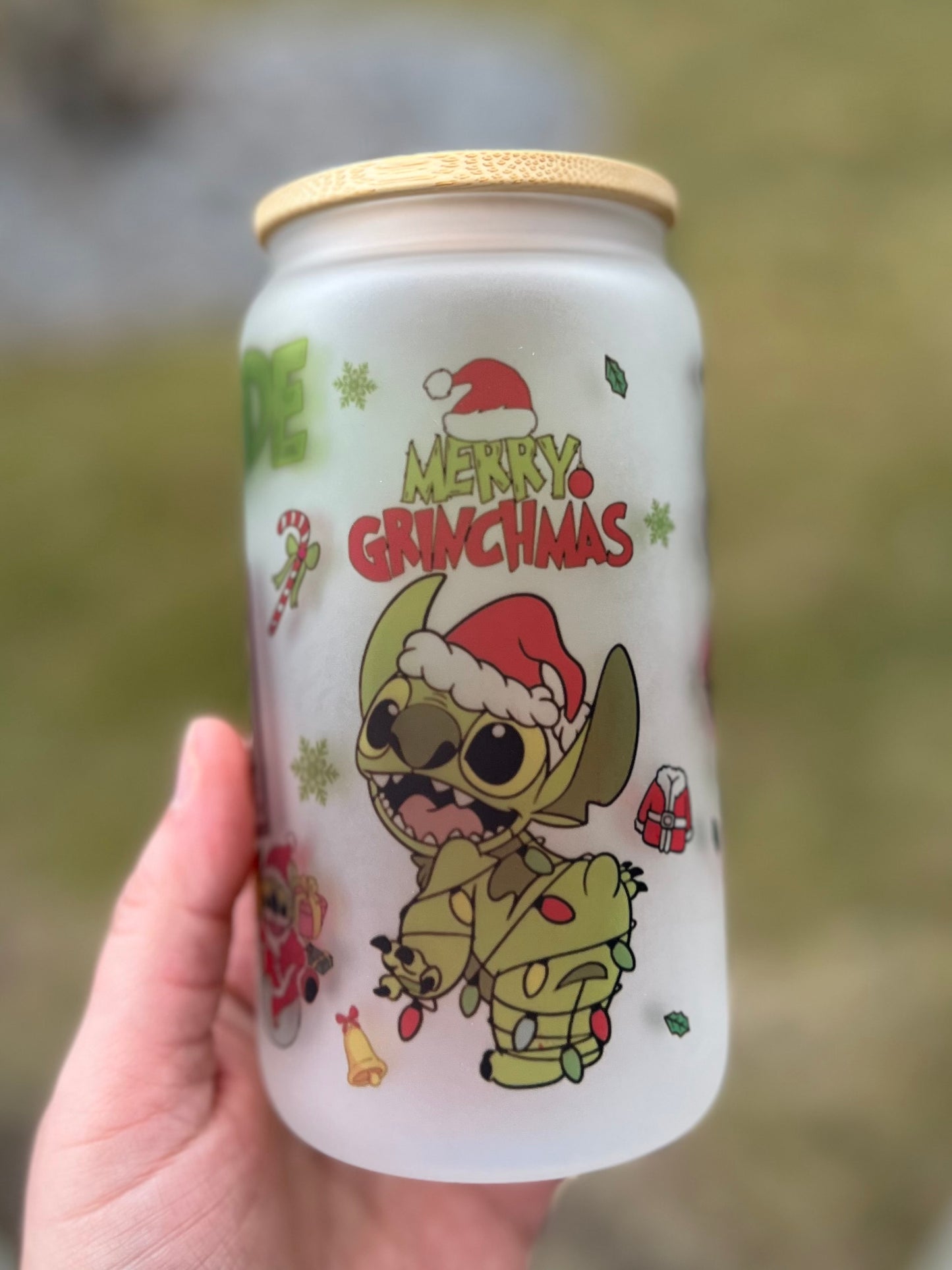Stitch Grinch Beer Can Glass