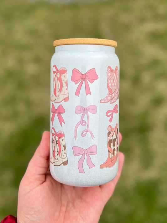 Cowgirl Boots Beer Can Glass