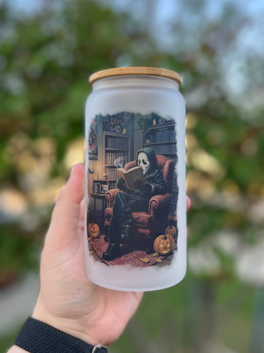 Ghostface Reading Beer Can Glass