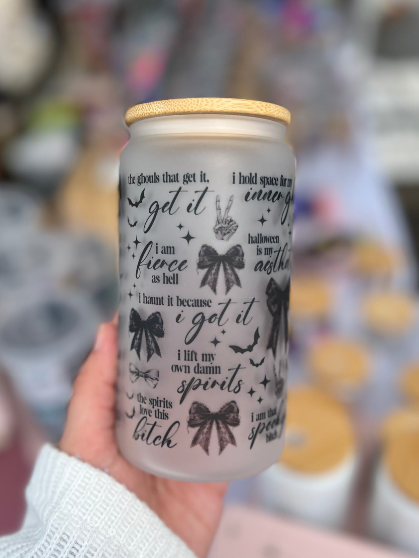 I’m Just A Girl Skull Beer Can Glass