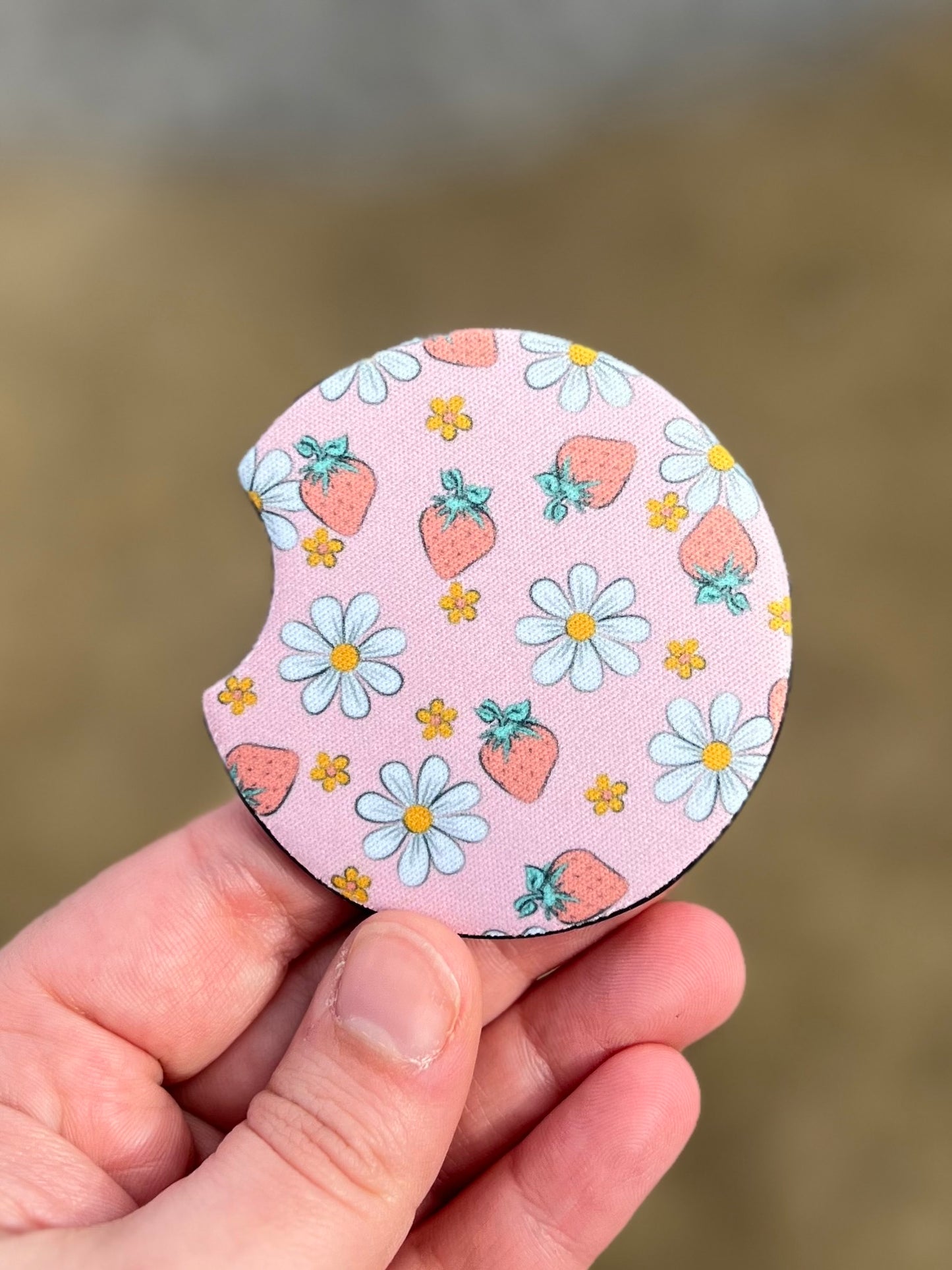 Strawberries & Daisies Car Coaster