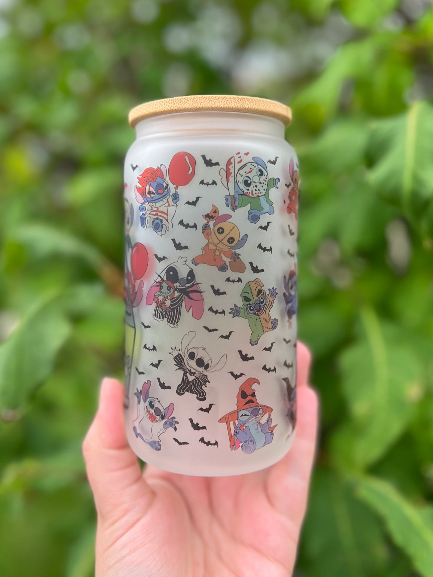 Halloween Stitch Beer Can Glass
