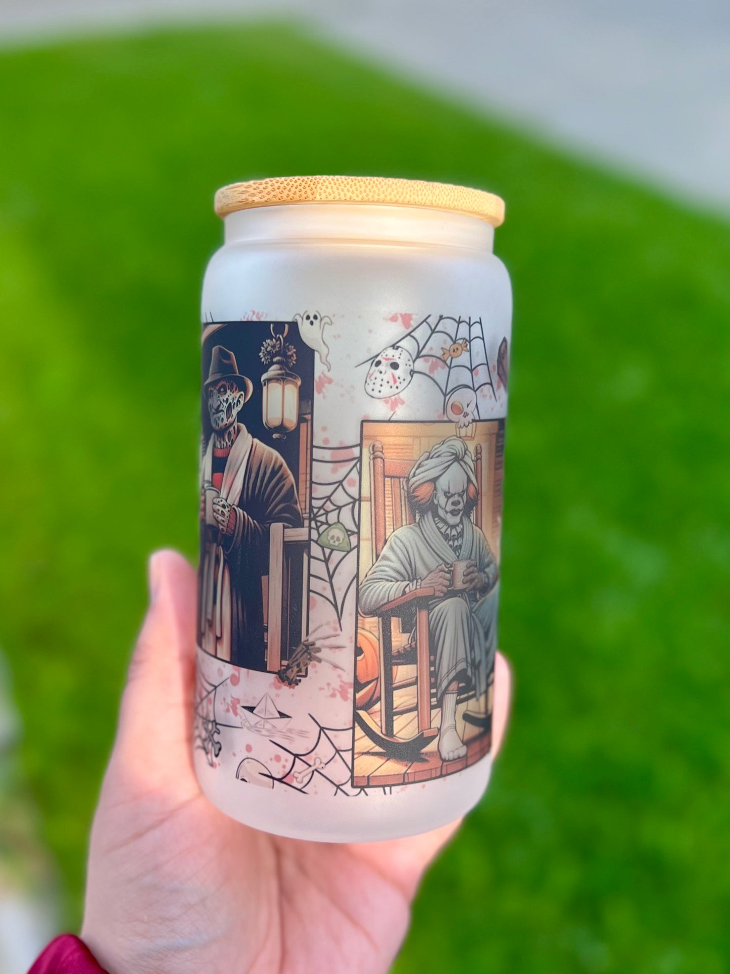 Waiting For Halloween Beer Can Glass