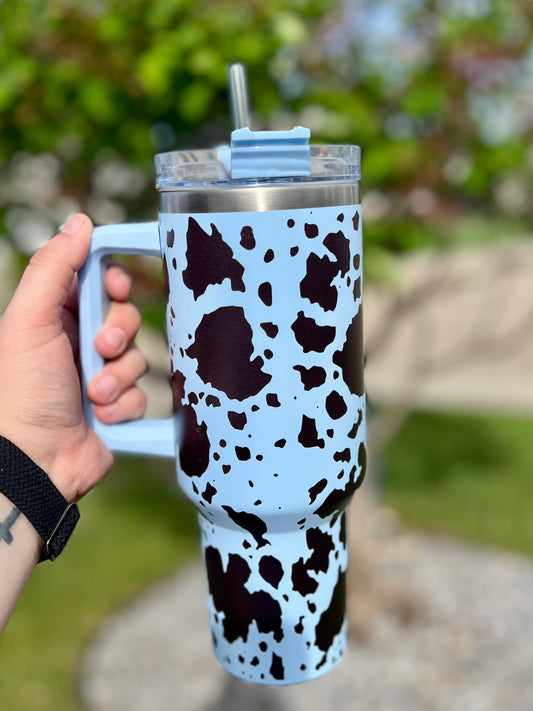 Blue Cow Print 40 OZ