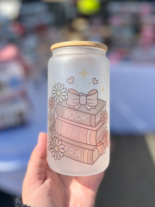 Book Girl Era Beer Can Glass