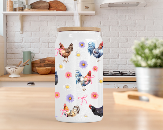 Spring Chickens Beer Can Glass