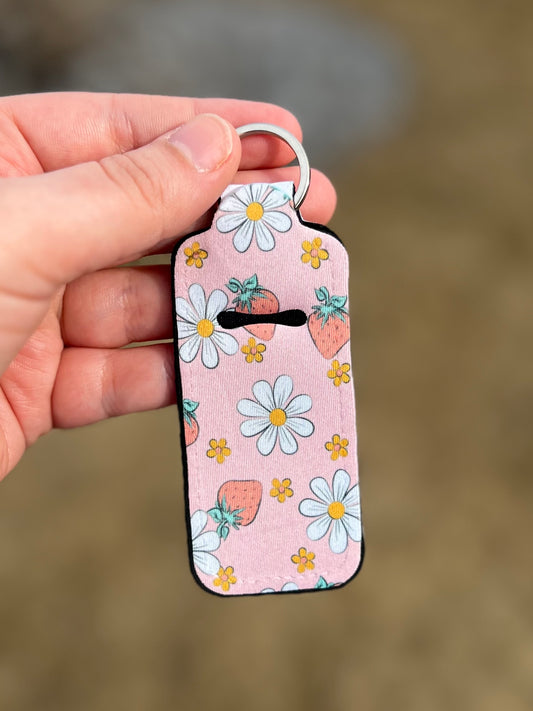 Strawberries Chapstick Keychain