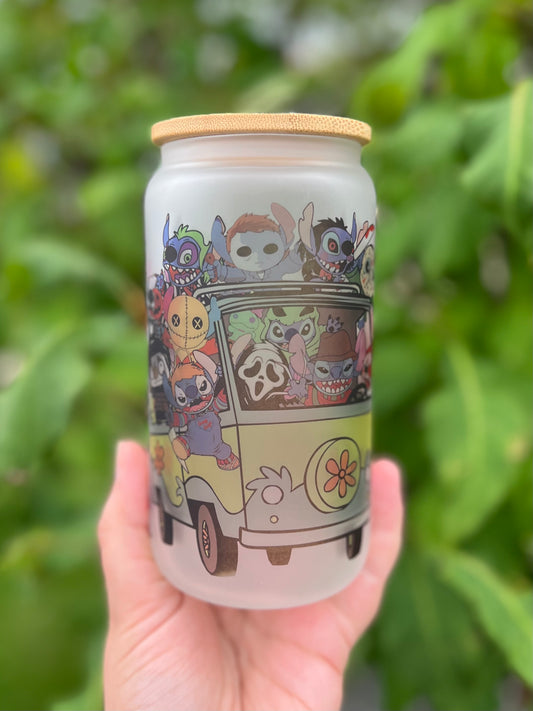 Halloween Stitch Beer Can Glass