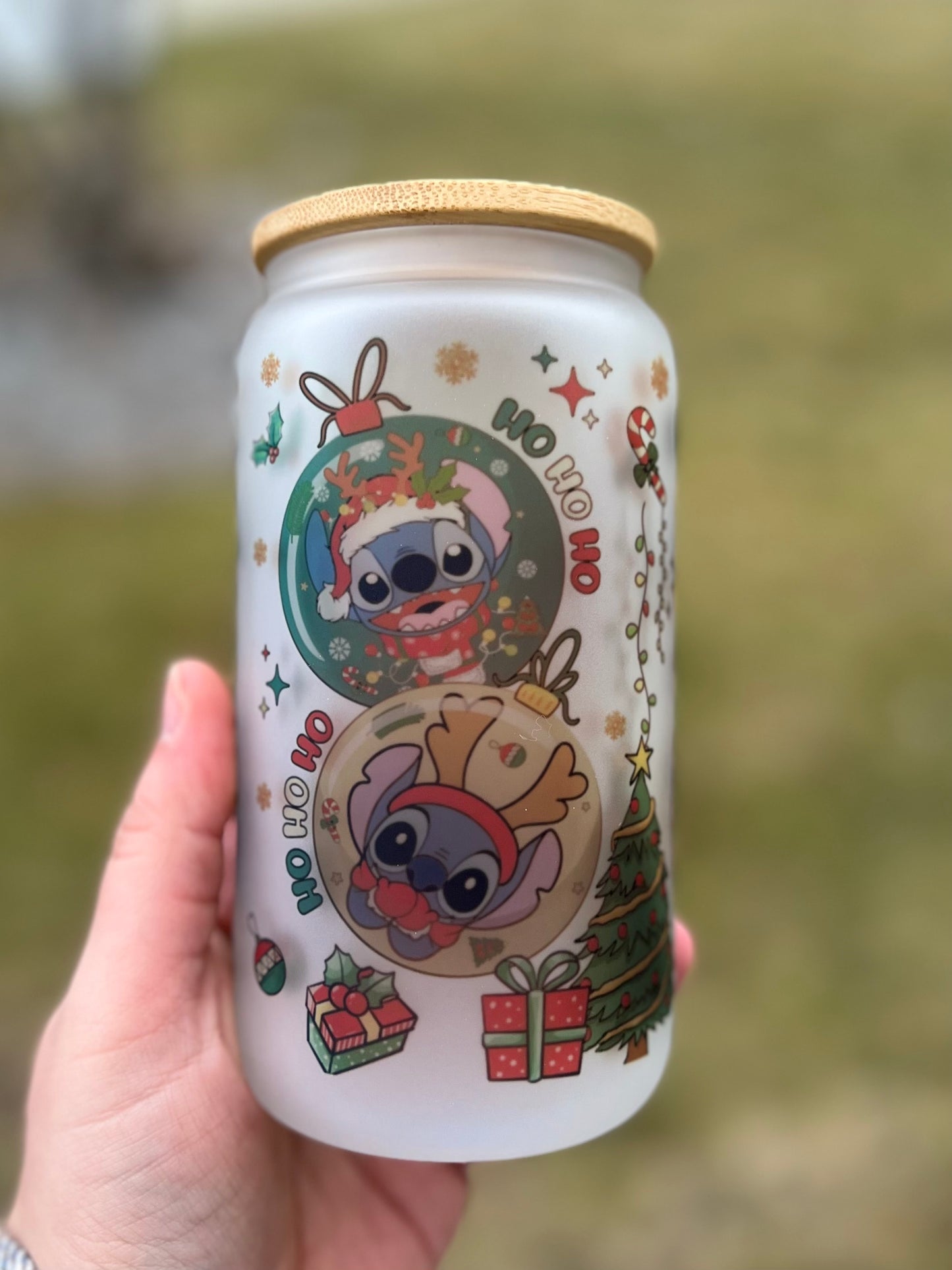 Stitch Ornament Beer Can Glass