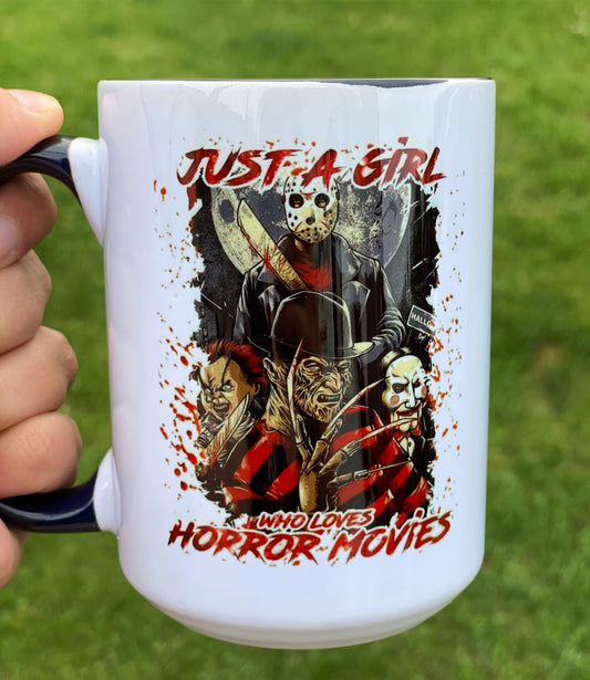 Girl Who Loves Horror Movies Mug