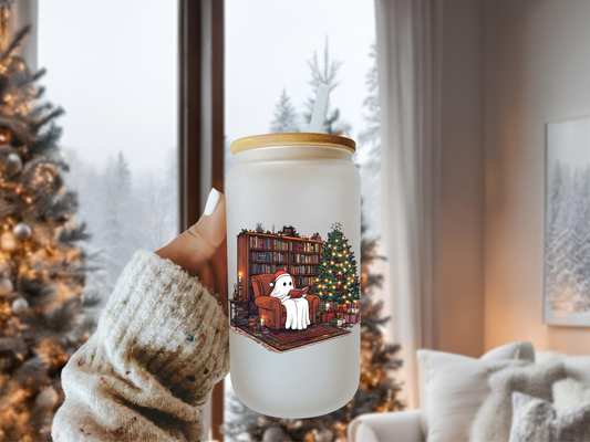 Christmas Reading Beer Can Glass