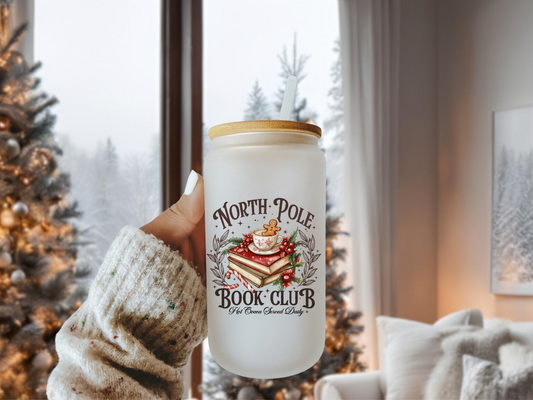 North Pole Book Club Beer Can Glass