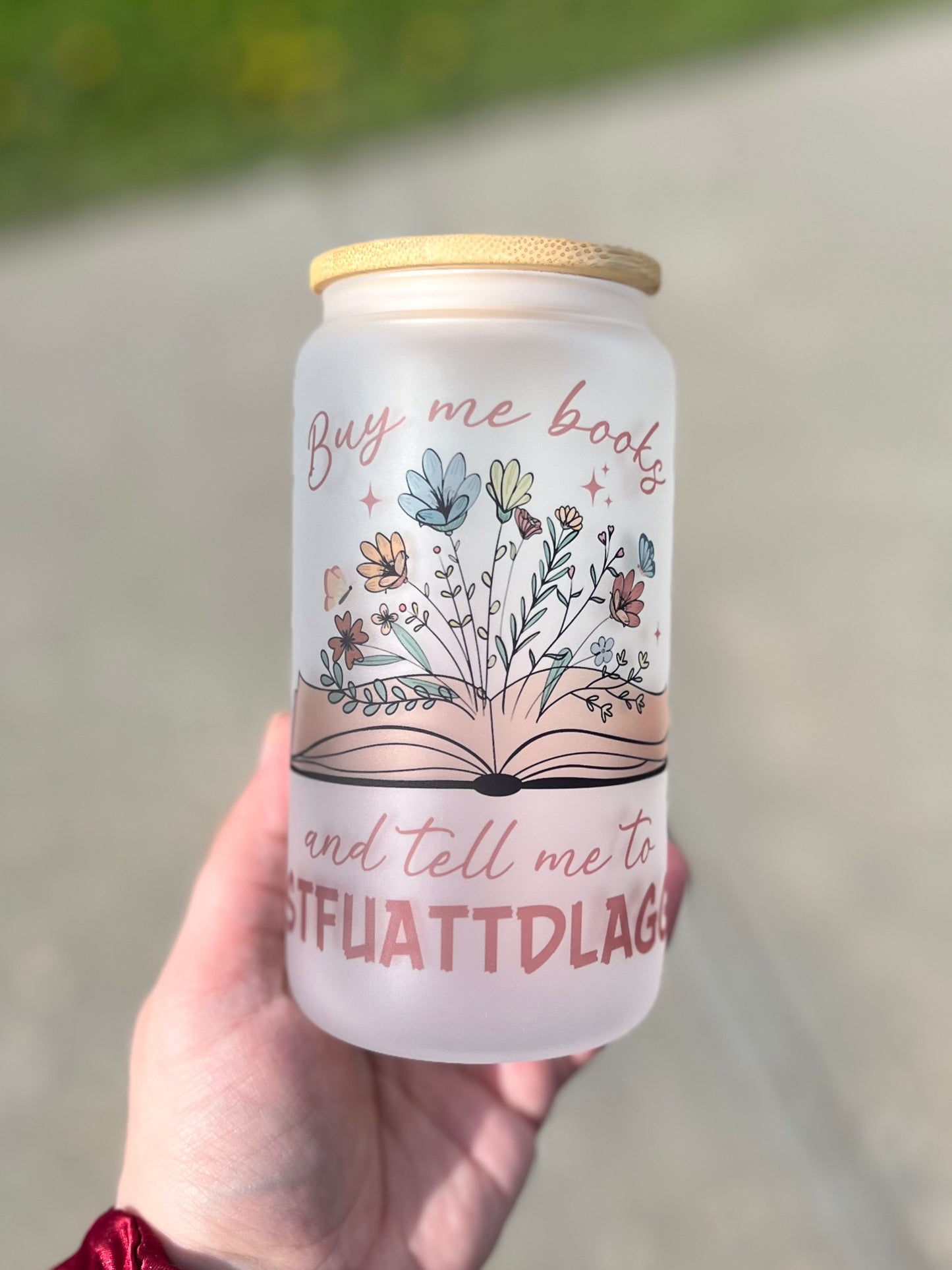 Buy Me Books Beer Can Glass