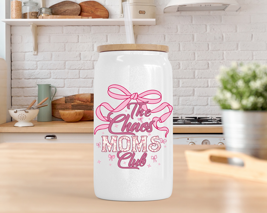 Chaos Moms Club Beer Can Glass