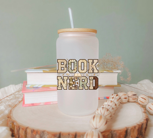 Book Nerd Beer Can Glass