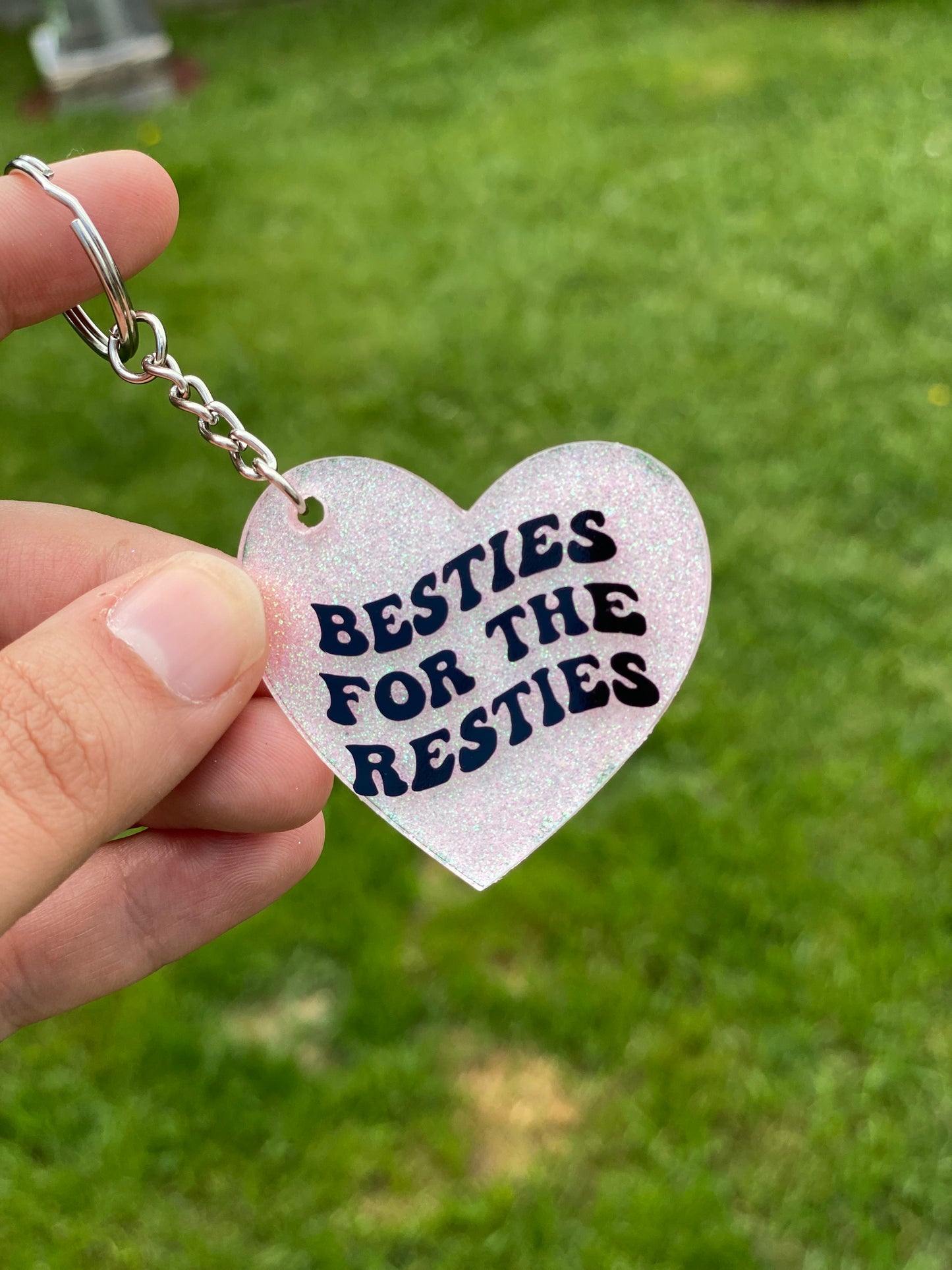 Besties For The Resties Glitter Keychain